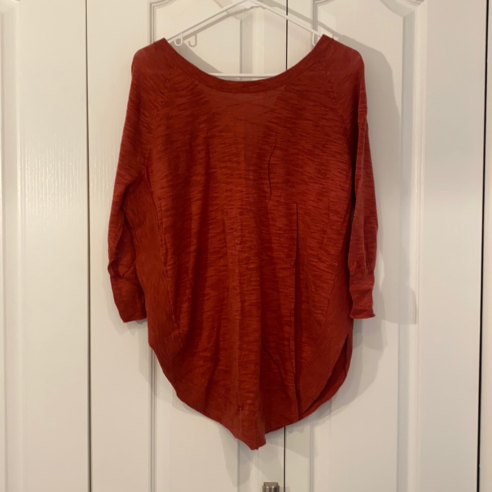 Express lace-up back, high side-slit sweater Size S Burnt orange